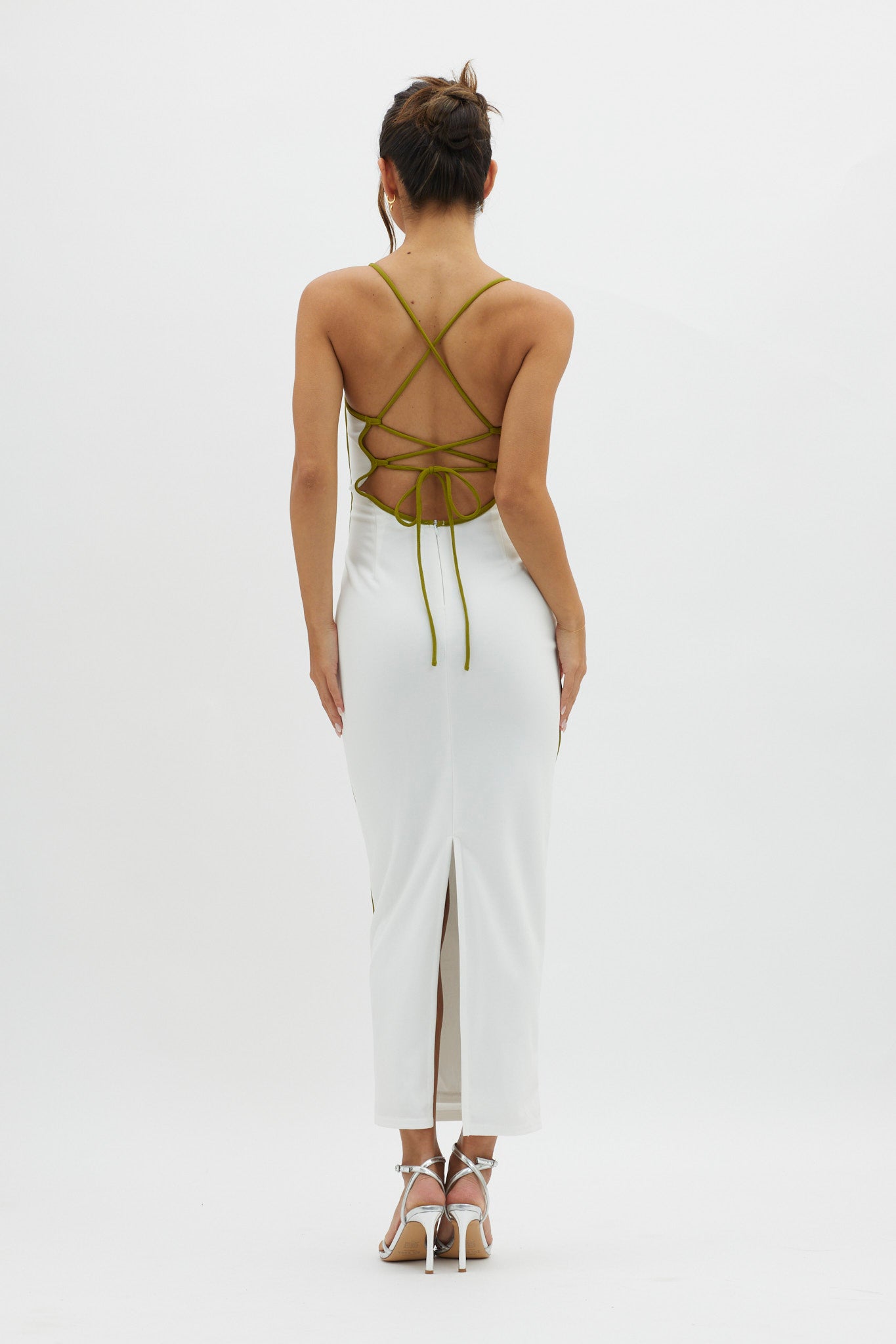 Future Awaits Lace-Up Back Midi Dress White by Selfie Leslie Australia