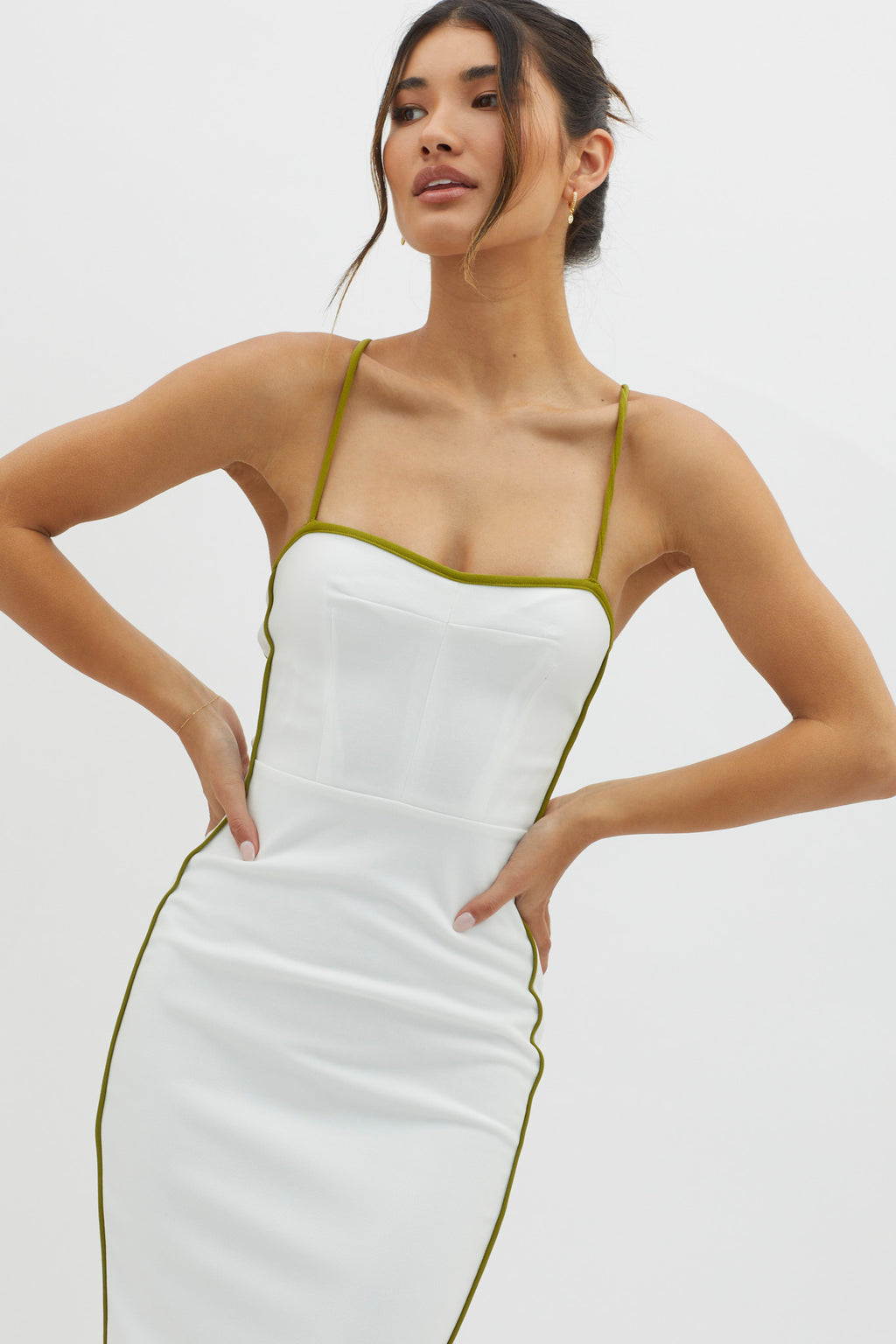 Future Awaits Lace-Up Back Midi Dress White by Selfie Leslie Australia