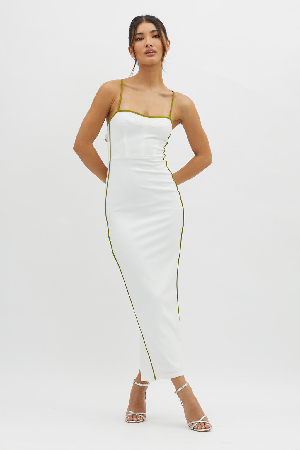 Future Awaits Lace-Up Back Midi Dress White by Selfie Leslie Australia