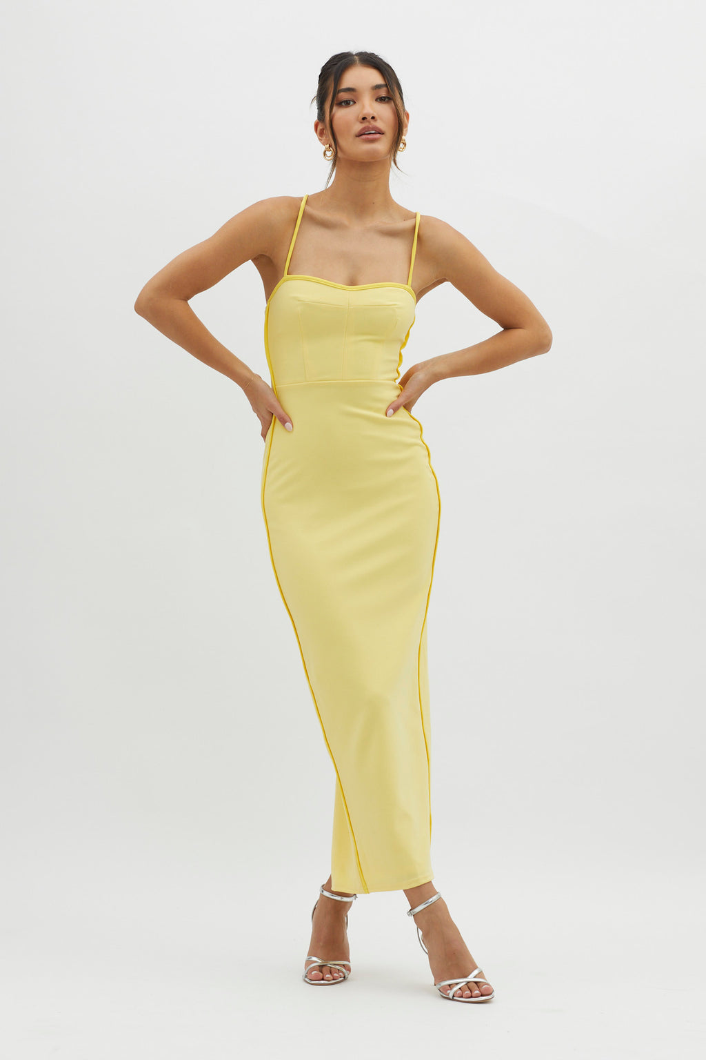 Future Awaits Lace-Up Back Maxi Dress Yellow by Selfie Leslie Australia