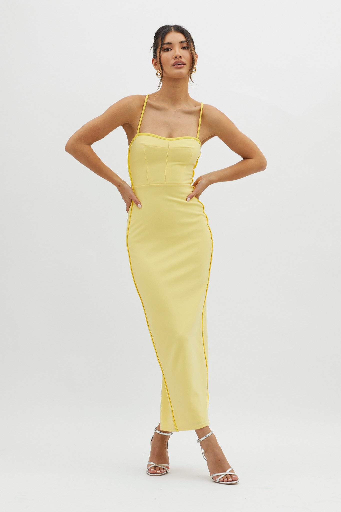 Future Awaits Lace-Up Back Maxi Dress Yellow by Selfie Leslie Australia
