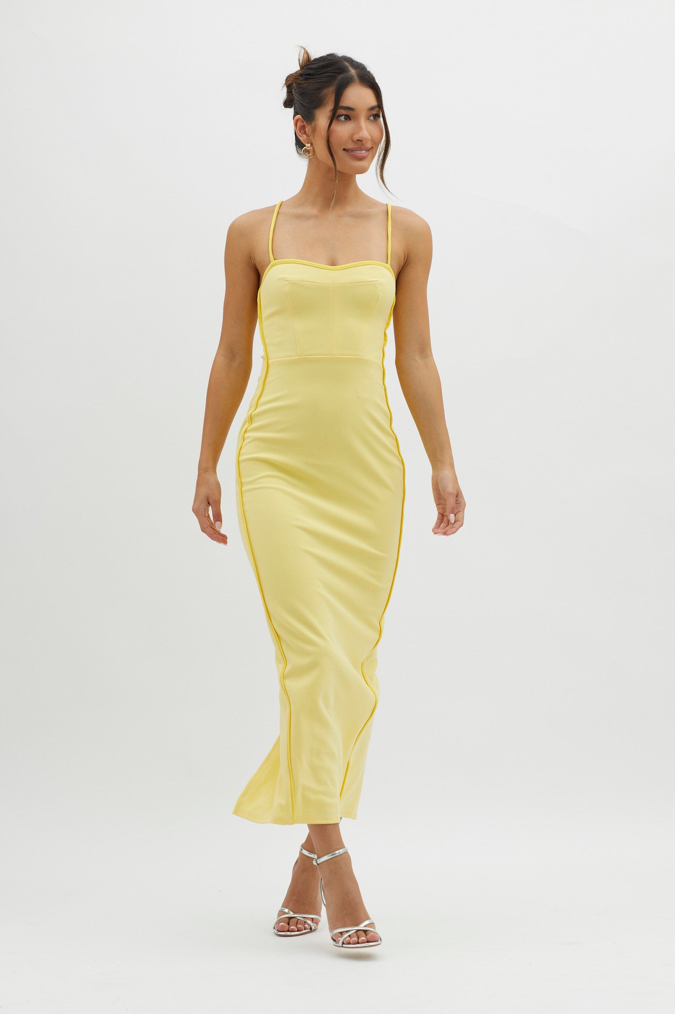 Future Awaits Lace-Up Back Maxi Dress Yellow by Selfie Leslie Australia