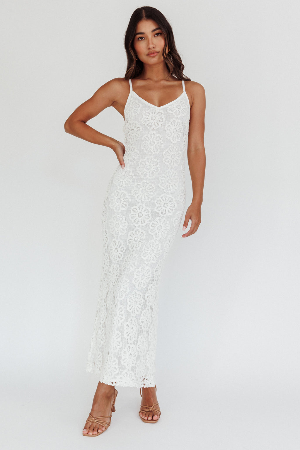 Spark Joy Floral Crochet Overlay White by Selfie Leslie Australia