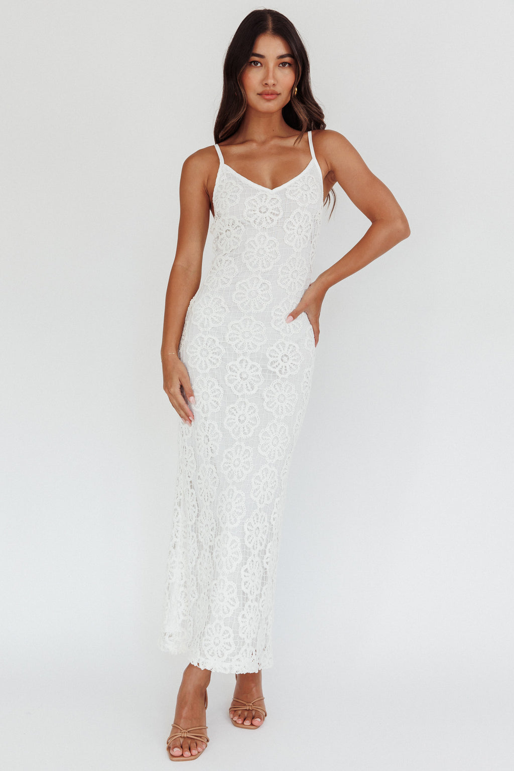 Spark Joy Floral Crochet Overlay White by Selfie Leslie Australia