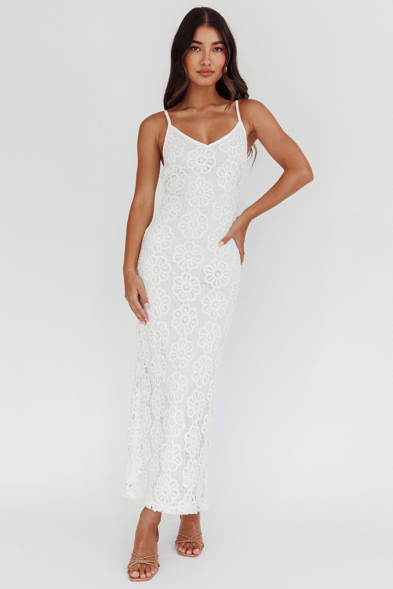 Spark Joy Floral Crochet Overlay White by Selfie Leslie Australia