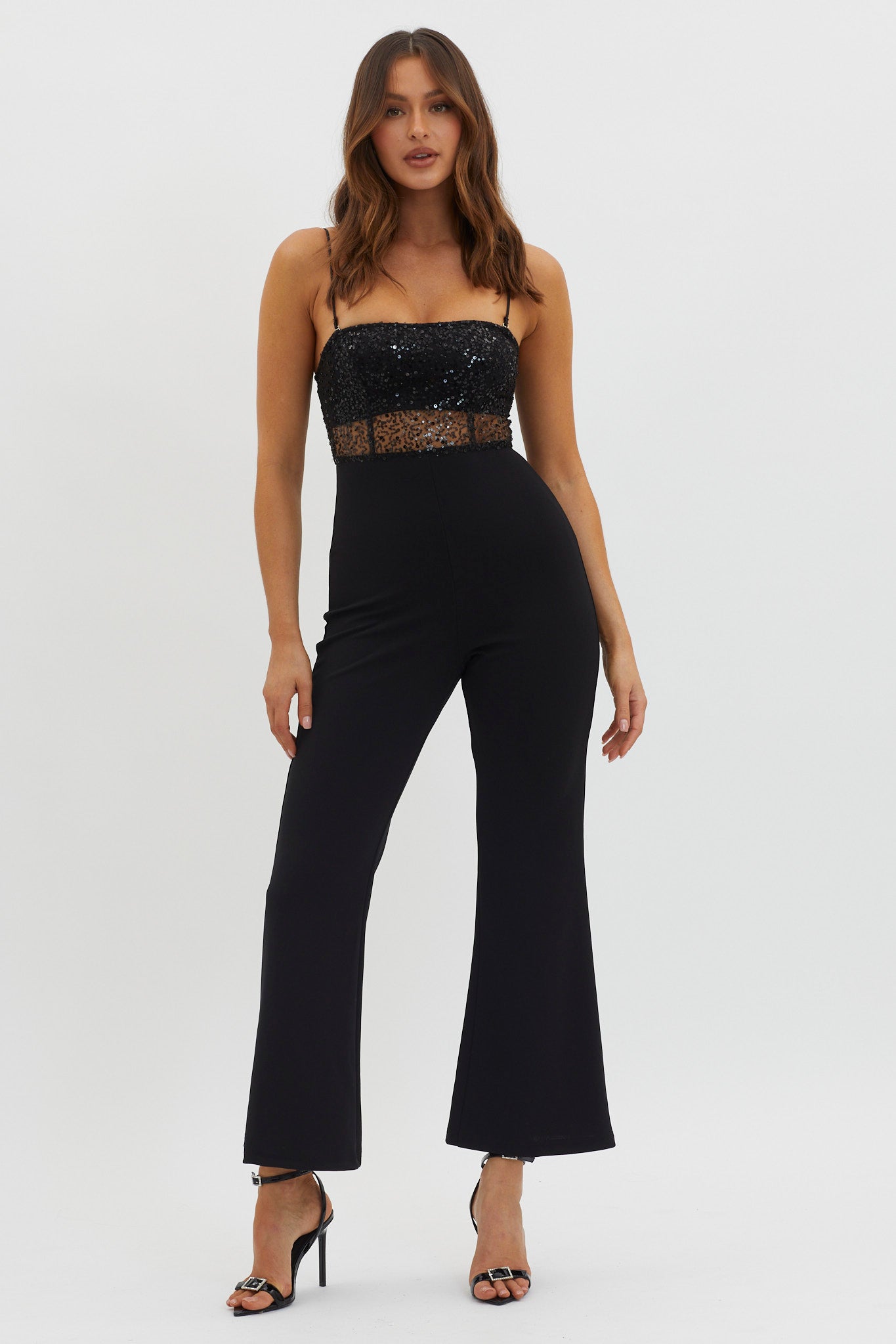 Sabina Sequin Bodice Jumpsuit Black by Selfie Leslie Australia