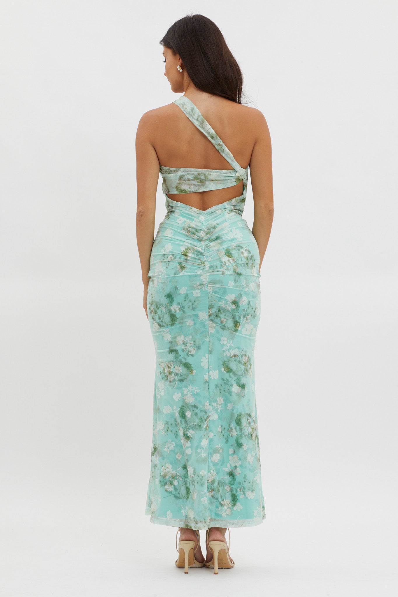 Tatum One-Shoulder Mesh Maxi Dress Sage by Selfie Leslie Australia