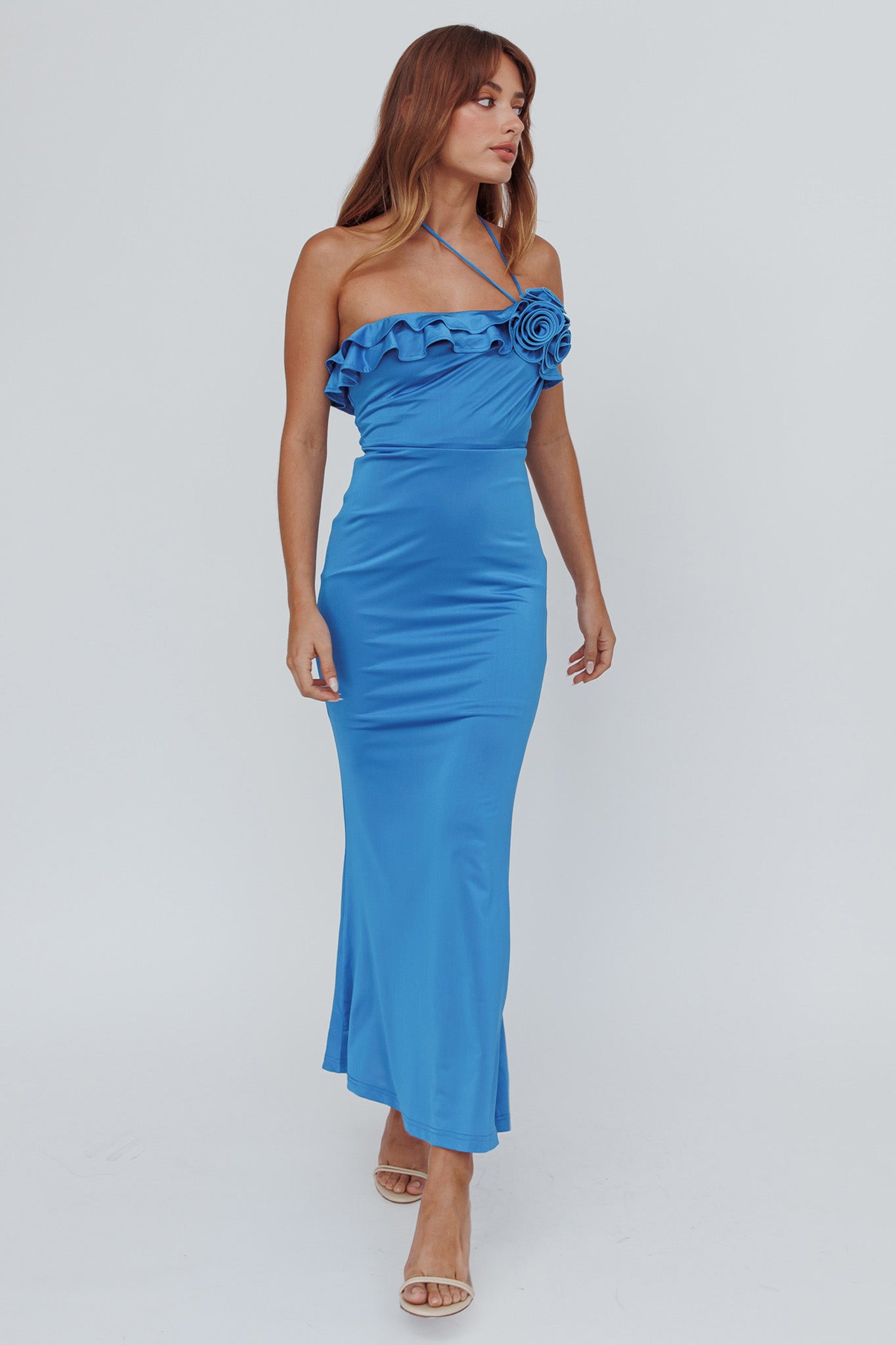 Soul Song Rose Accent Ruffle Dress Ocean by Selfie Leslie Australia