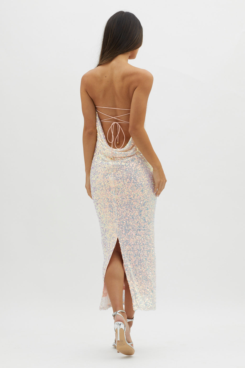 C'est Moi Sequin Laced Back Dress Pink by Selfie Leslie Australia