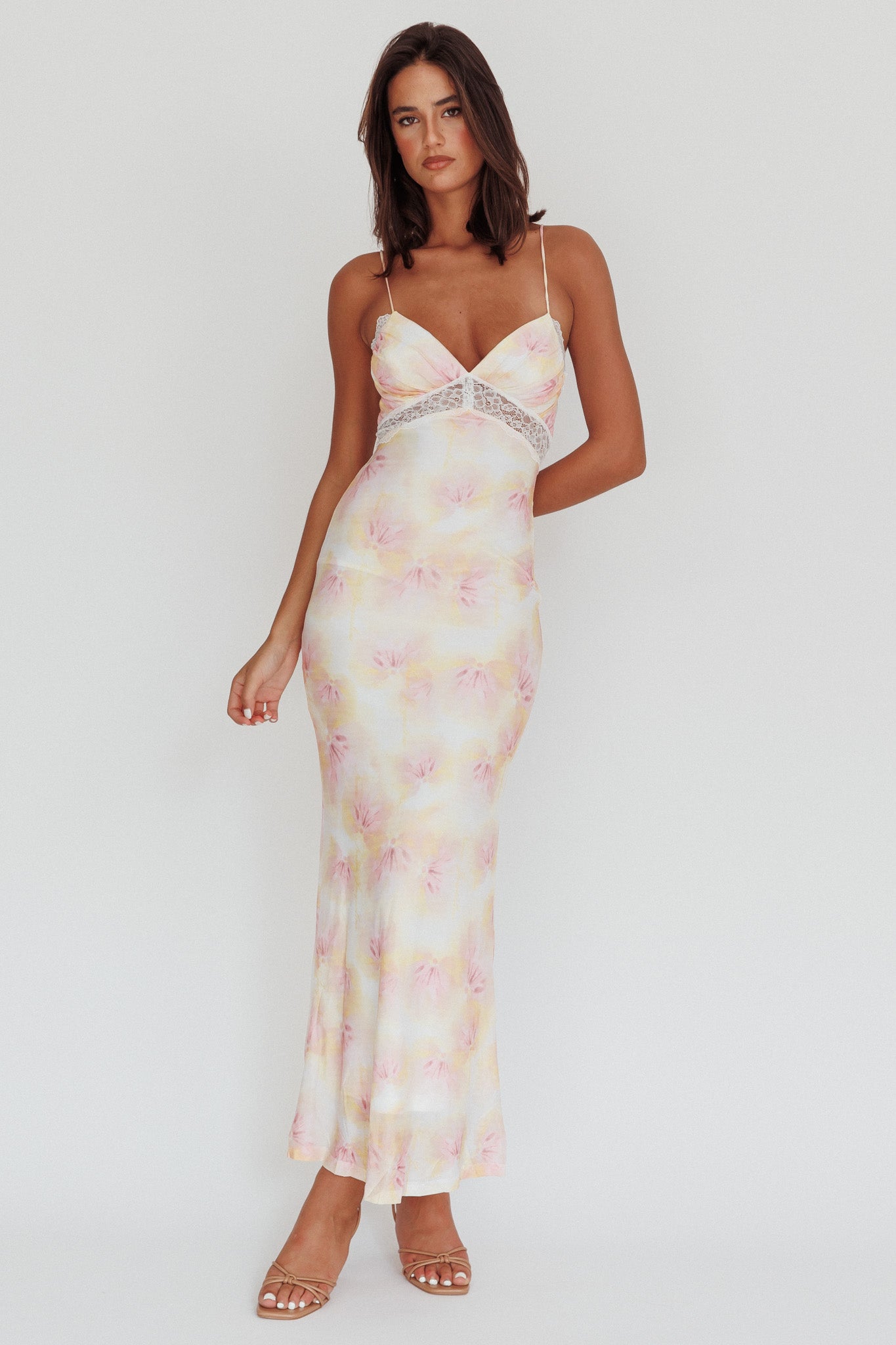 Super Shy Floral Lace Maxi Dress Pink by Selfie Leslie Australia