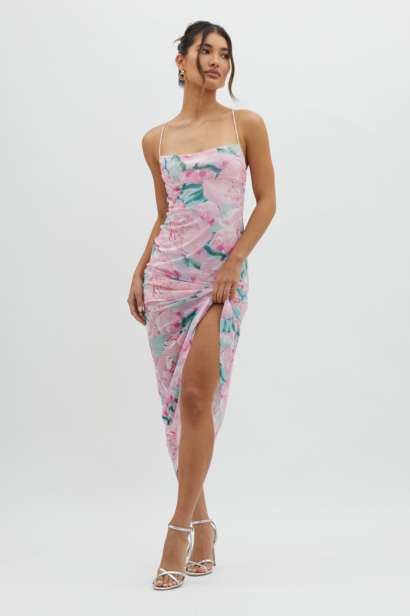 Letting Go Tie-Up Back Maxi Floral Pink by Selfie Leslie Australia