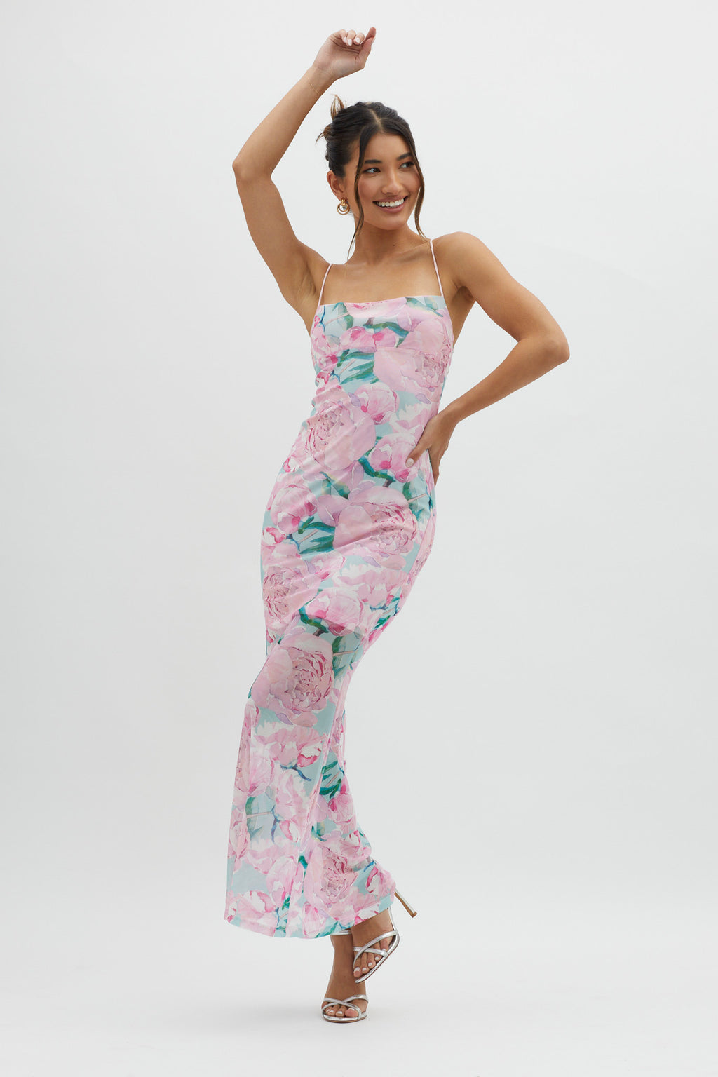 Letting Go Tie-Up Back Maxi Floral Pink by Selfie Leslie Australia