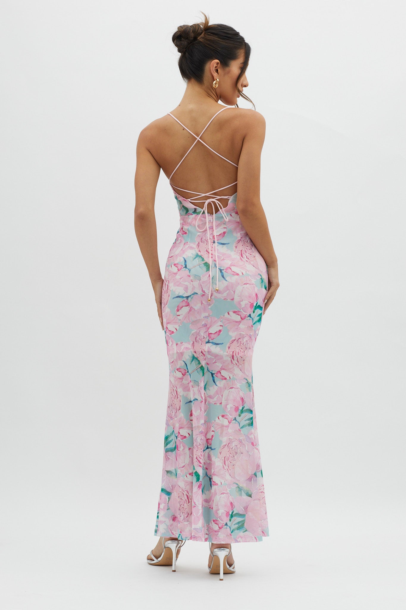 Letting Go Tie-Up Back Maxi Floral Pink by Selfie Leslie Australia