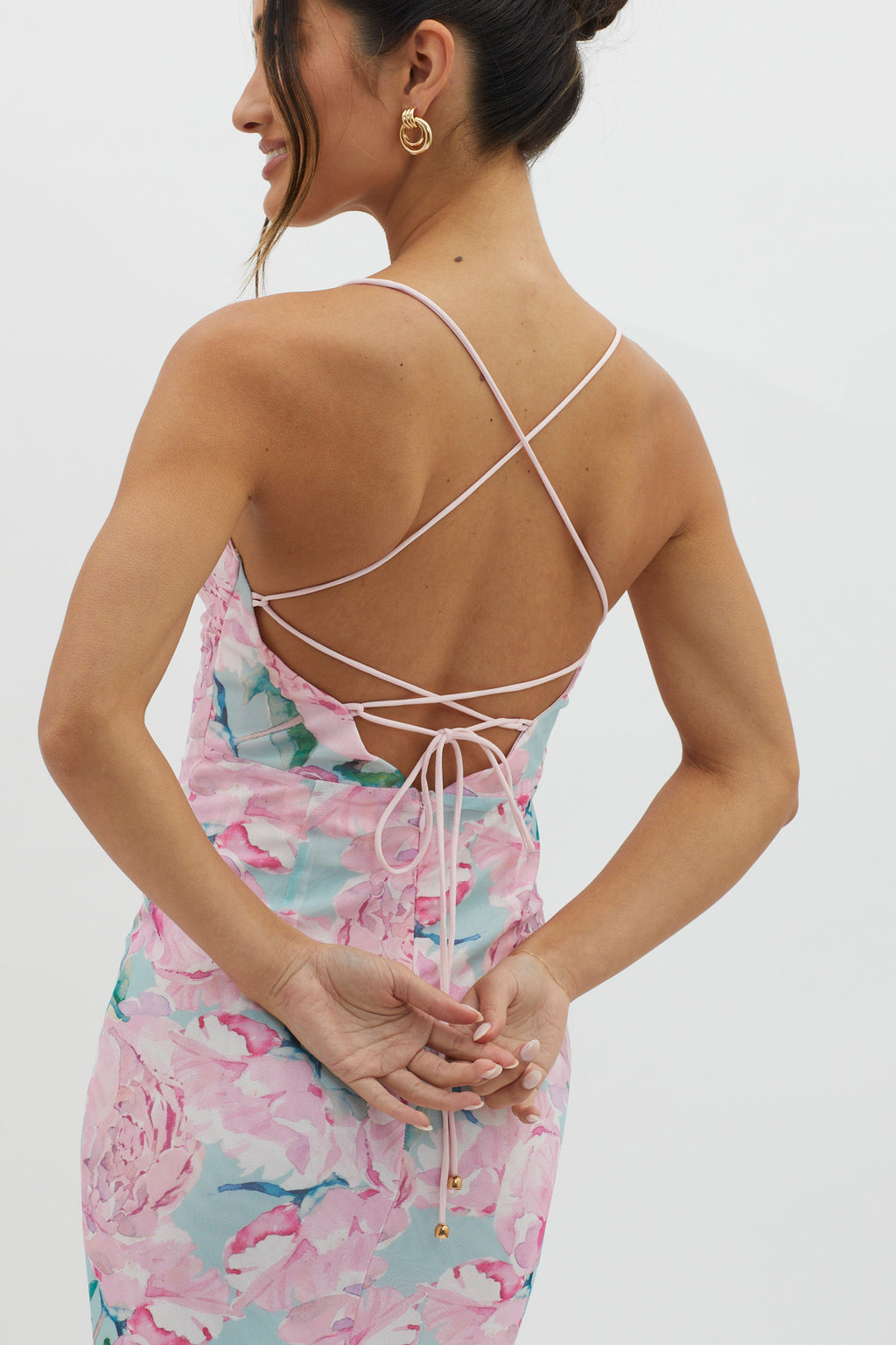 Letting Go Tie-Up Back Maxi Floral Pink by Selfie Leslie Australia