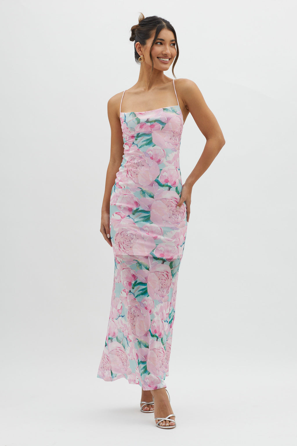 Letting Go Tie-Up Back Maxi Floral Pink by Selfie Leslie Australia