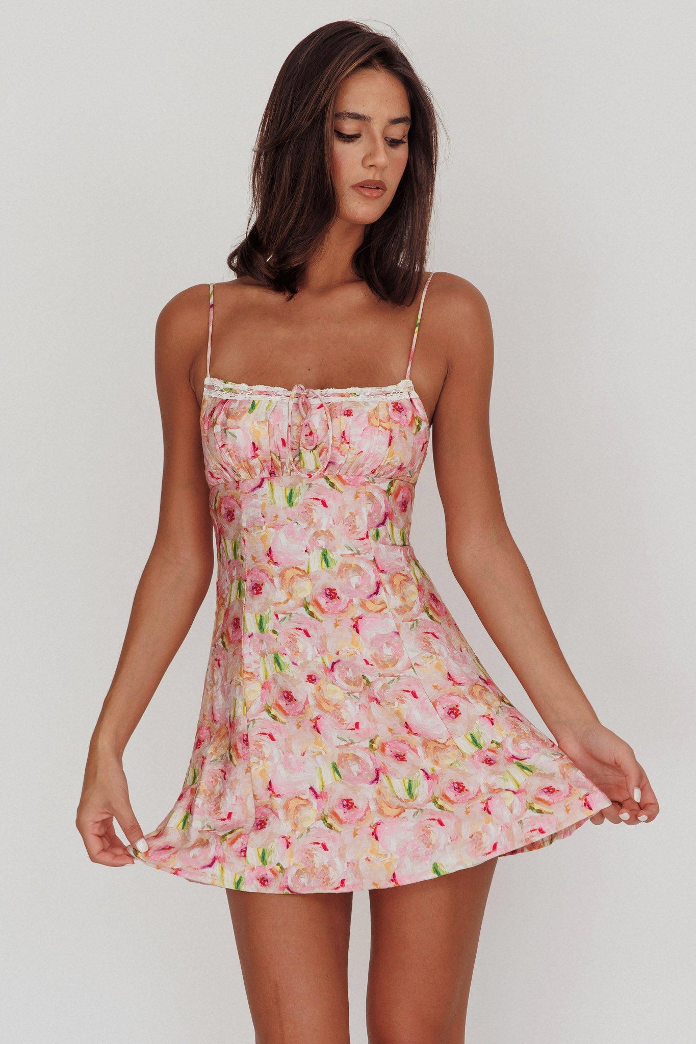 Lead The Way Abstract Print Mini Dress Pink by Selfie Leslie Australia