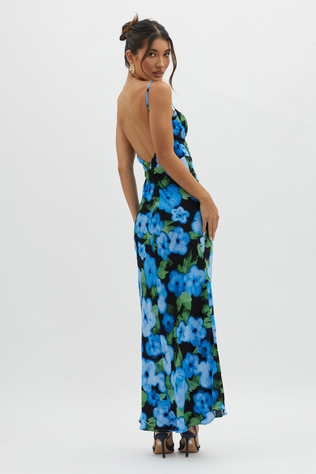 Kasha Low Back Maxi Dress Floral Blue by Selfie Leslie Australia