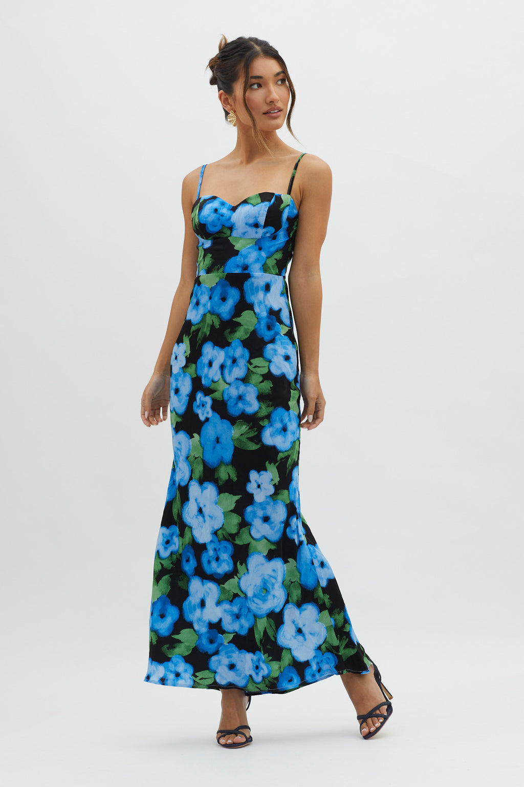 Kasha Low Back Maxi Dress Floral Blue by Selfie Leslie Australia
