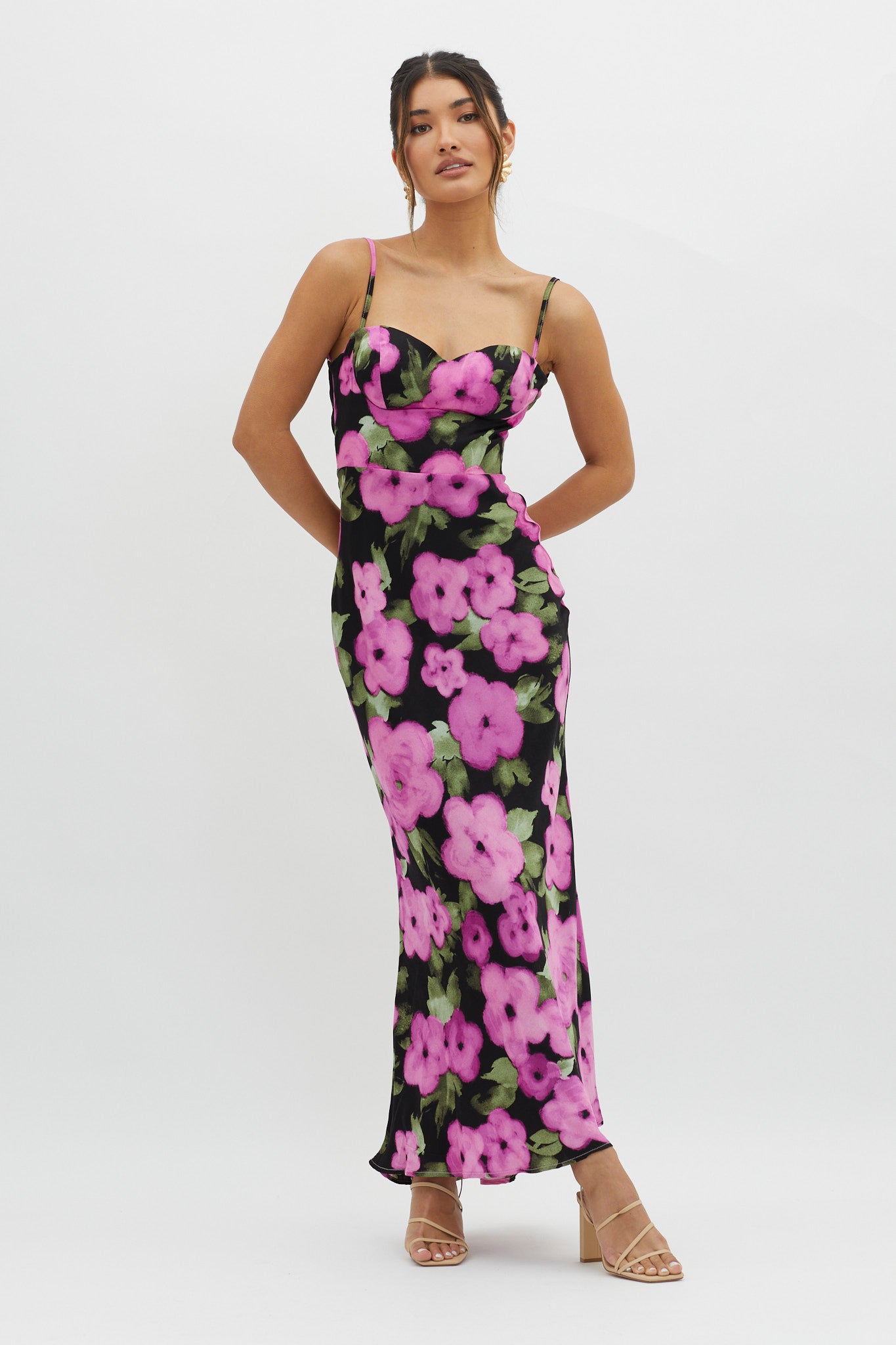 Kasha Low Back Maxi Dress Floral Pink by Selfie Leslie Australia