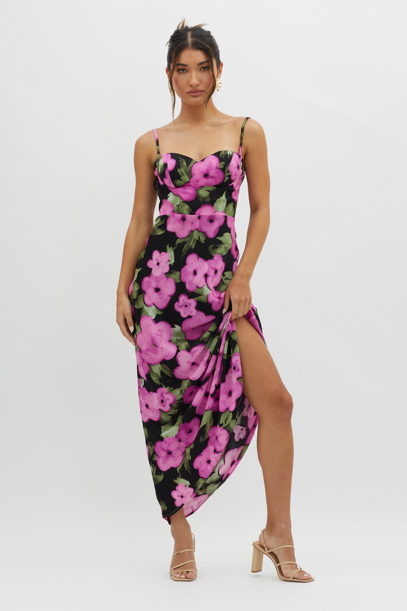 Kasha Low Back Maxi Dress Floral Pink by Selfie Leslie Australia