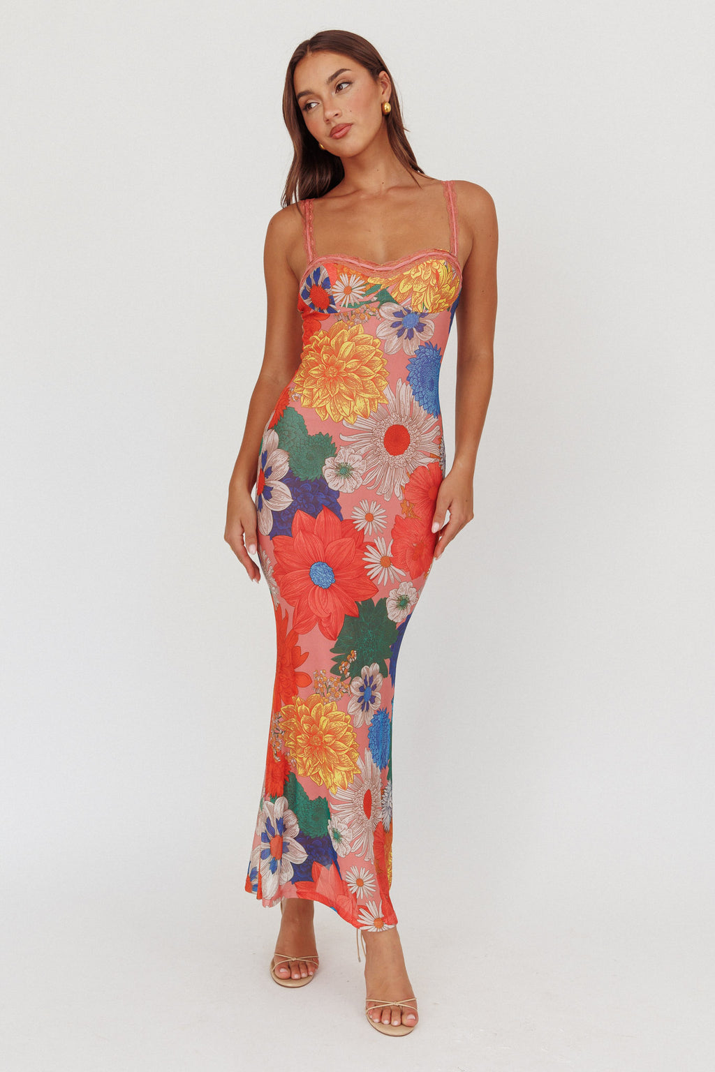 Girl Power Lace Strap Maxi Dress Orange by Selfie Leslie Australia