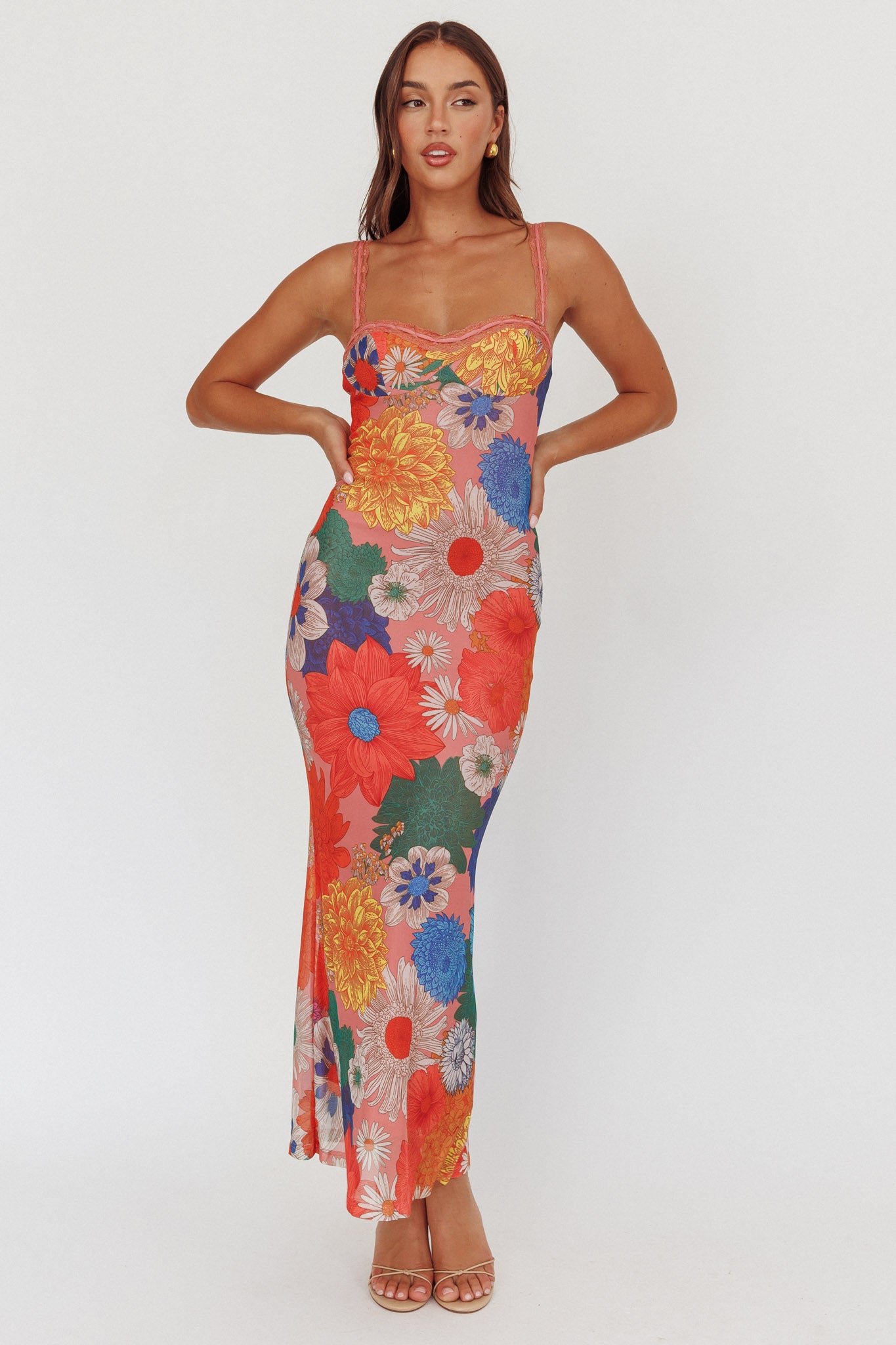 Girl Power Lace Strap Maxi Dress Orange by Selfie Leslie Australia