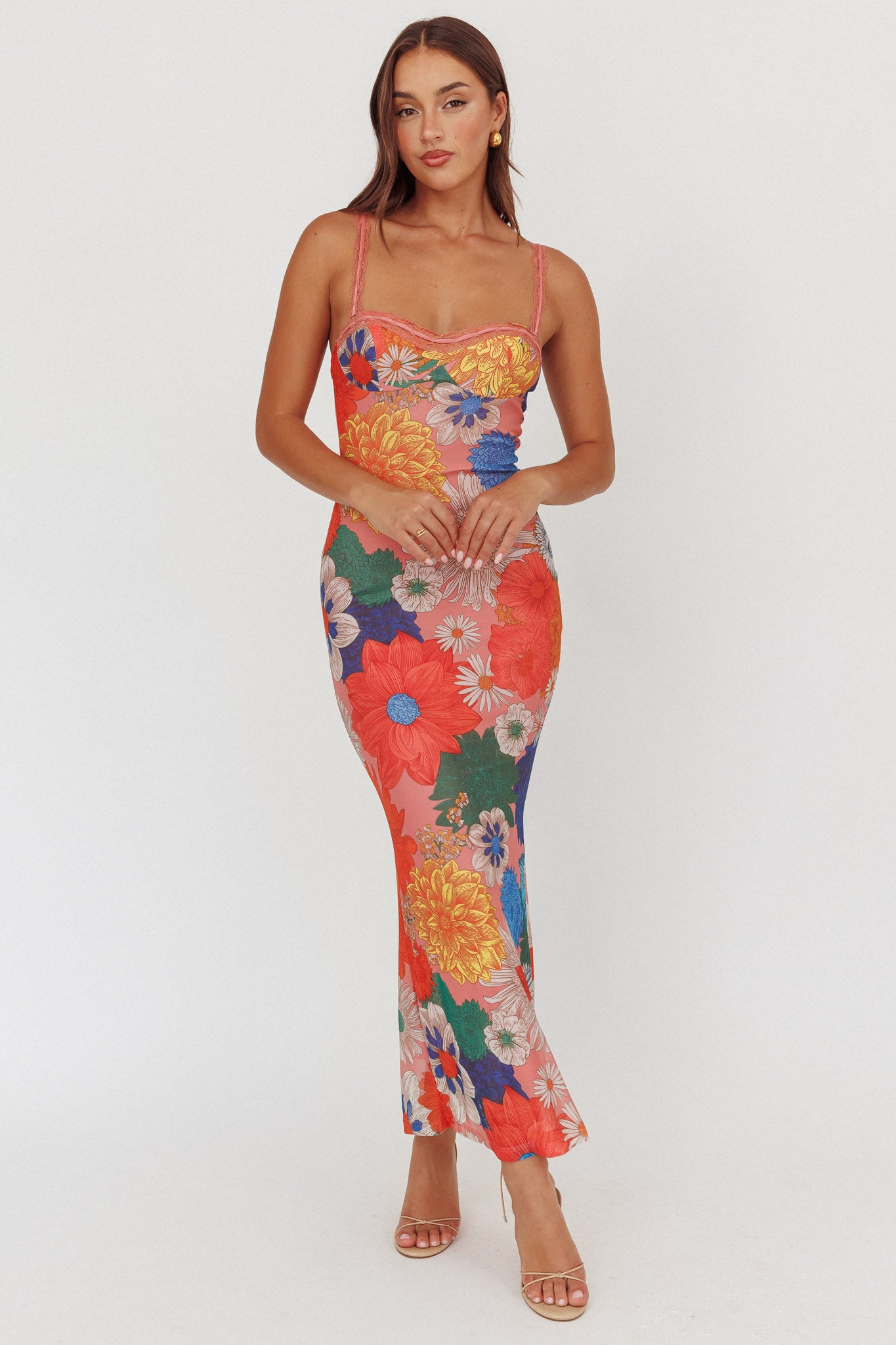 Girl Power Lace Strap Maxi Dress Orange by Selfie Leslie Australia