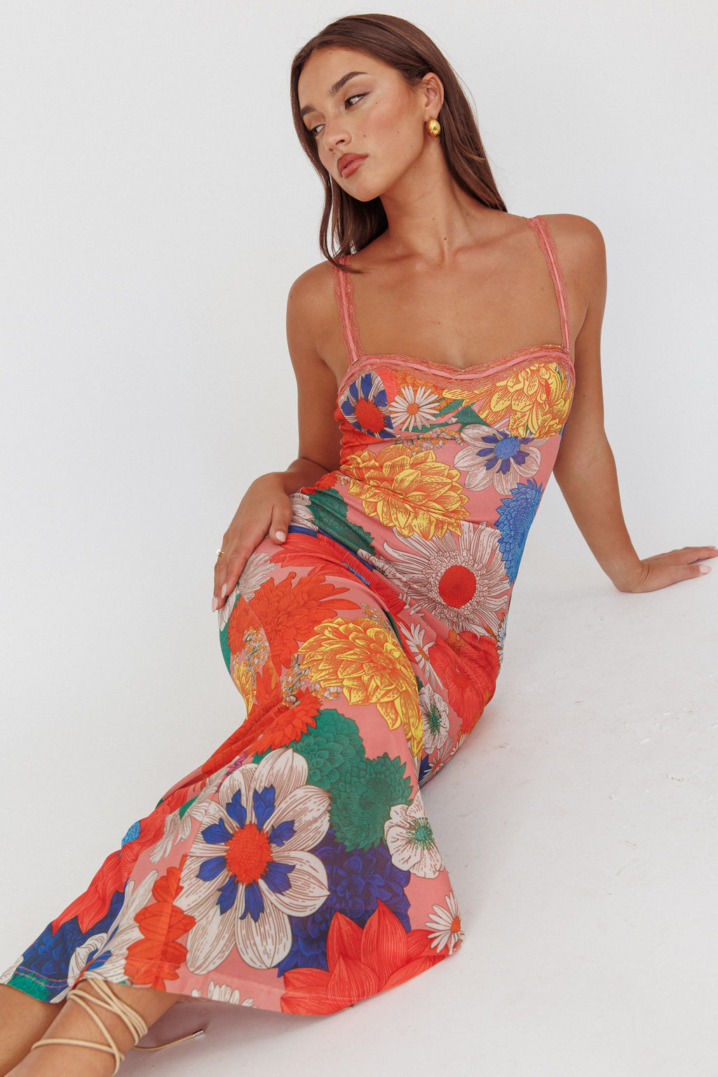 Girl Power Lace Strap Maxi Dress Orange by Selfie Leslie Australia