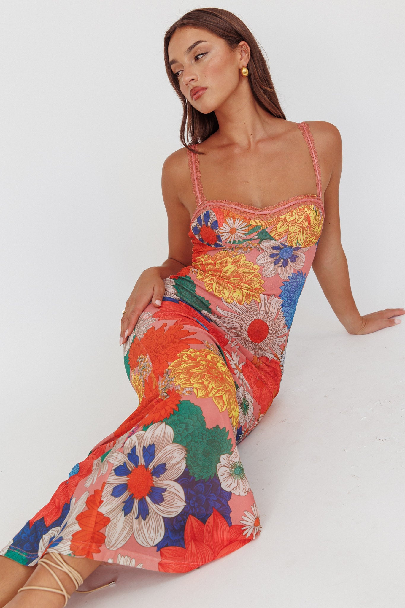 Girl Power Lace Strap Maxi Dress Orange by Selfie Leslie Australia