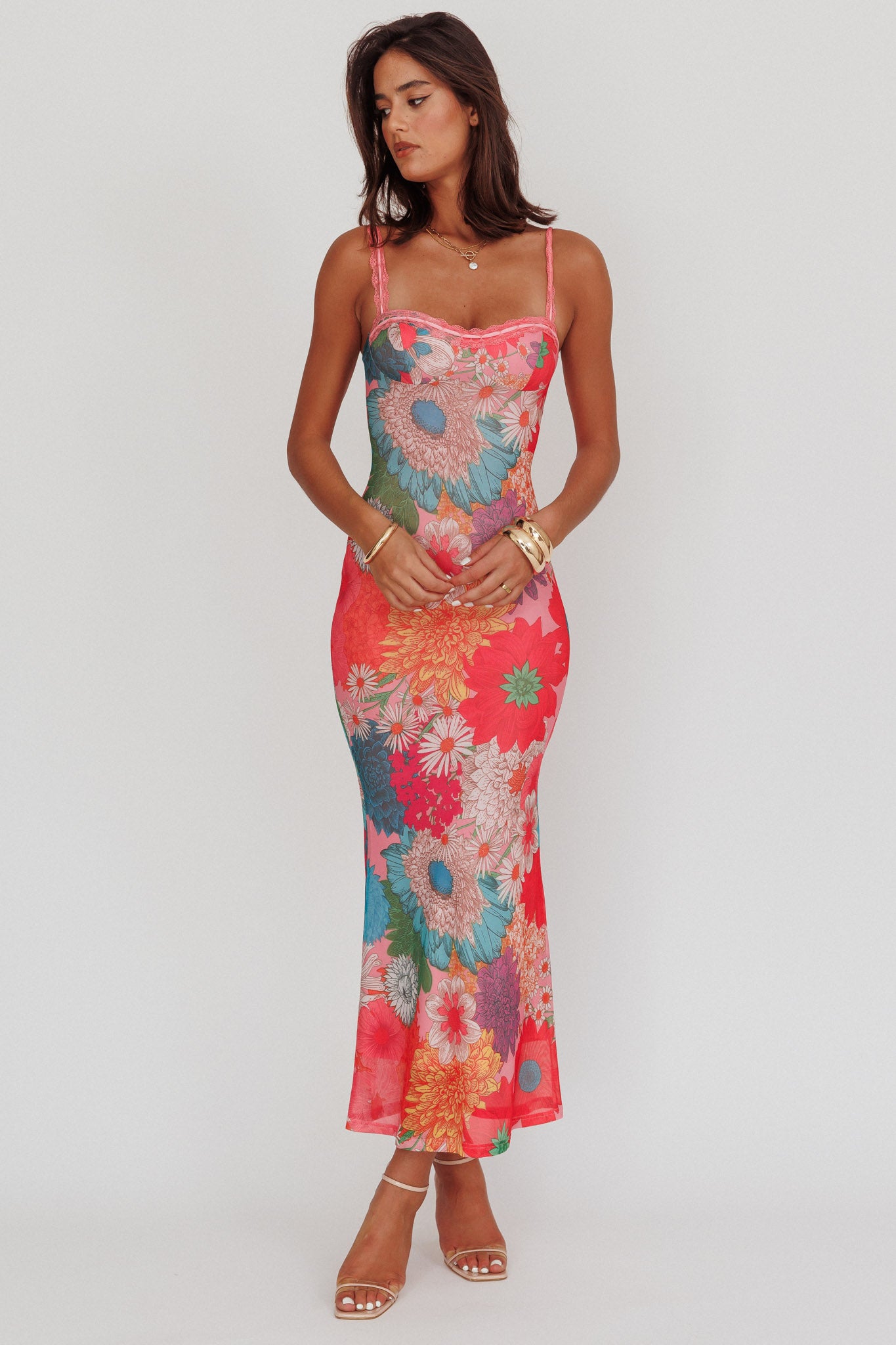 Girl Power Lace Strap Maxi Dress Pink by Selfie Leslie Australia