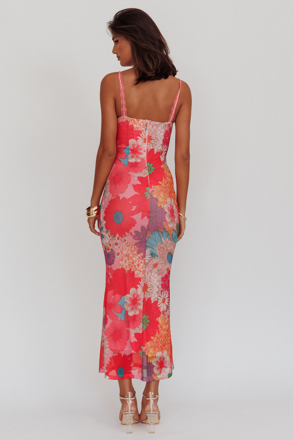 Girl Power Lace Strap Maxi Dress Pink by Selfie Leslie Australia