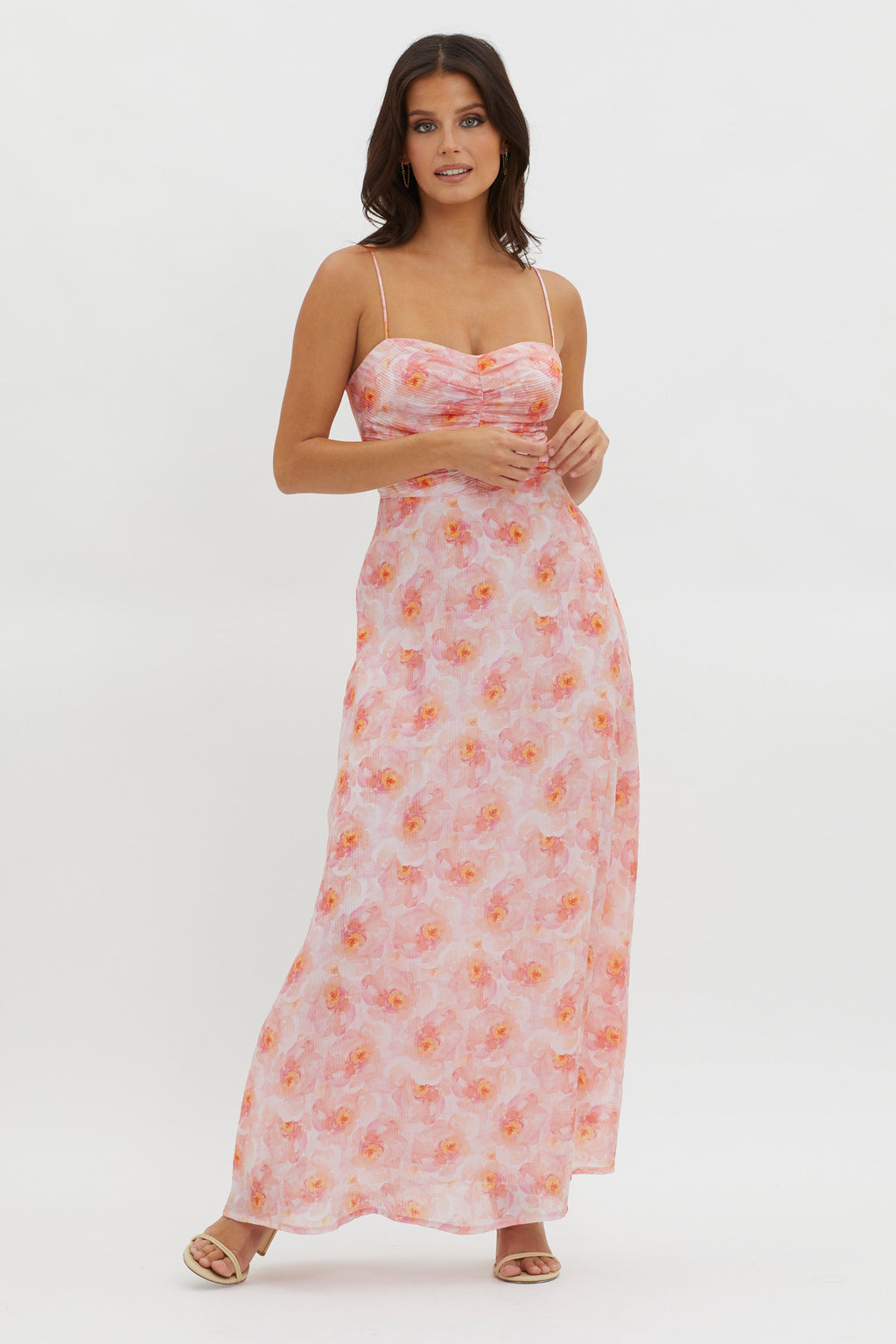 Our Song Ruched Bodice Maxi Dress Orange by Selfie Leslie Australia