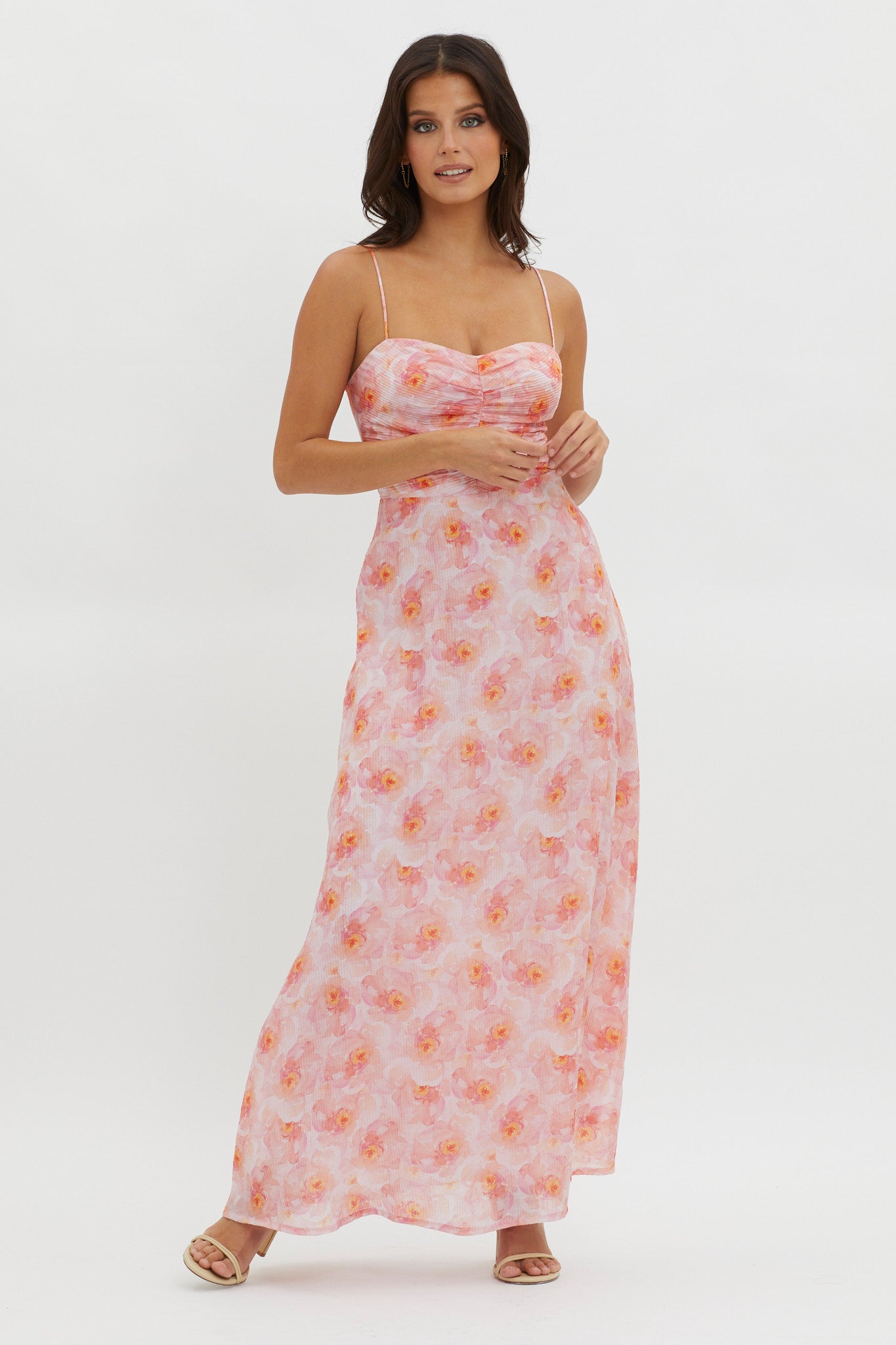 Our Song Ruched Bodice Maxi Dress Orange by Selfie Leslie Australia
