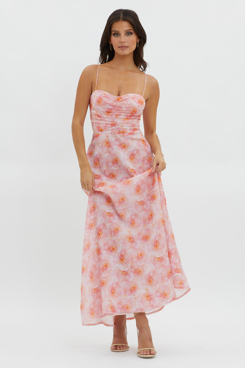 Our Song Ruched Bodice Maxi Dress Orange by Selfie Leslie Australia