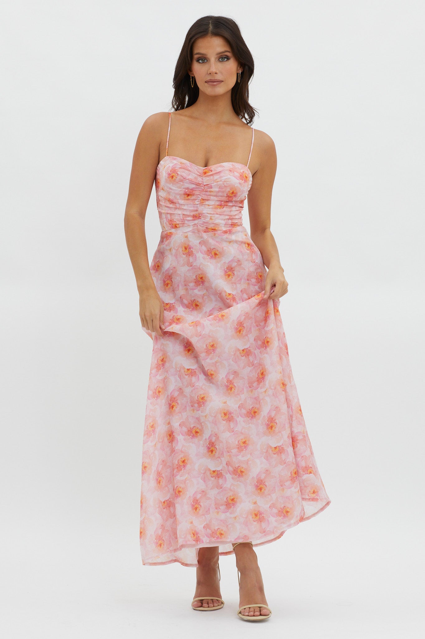 Our Song Ruched Bodice Maxi Dress Orange by Selfie Leslie Australia