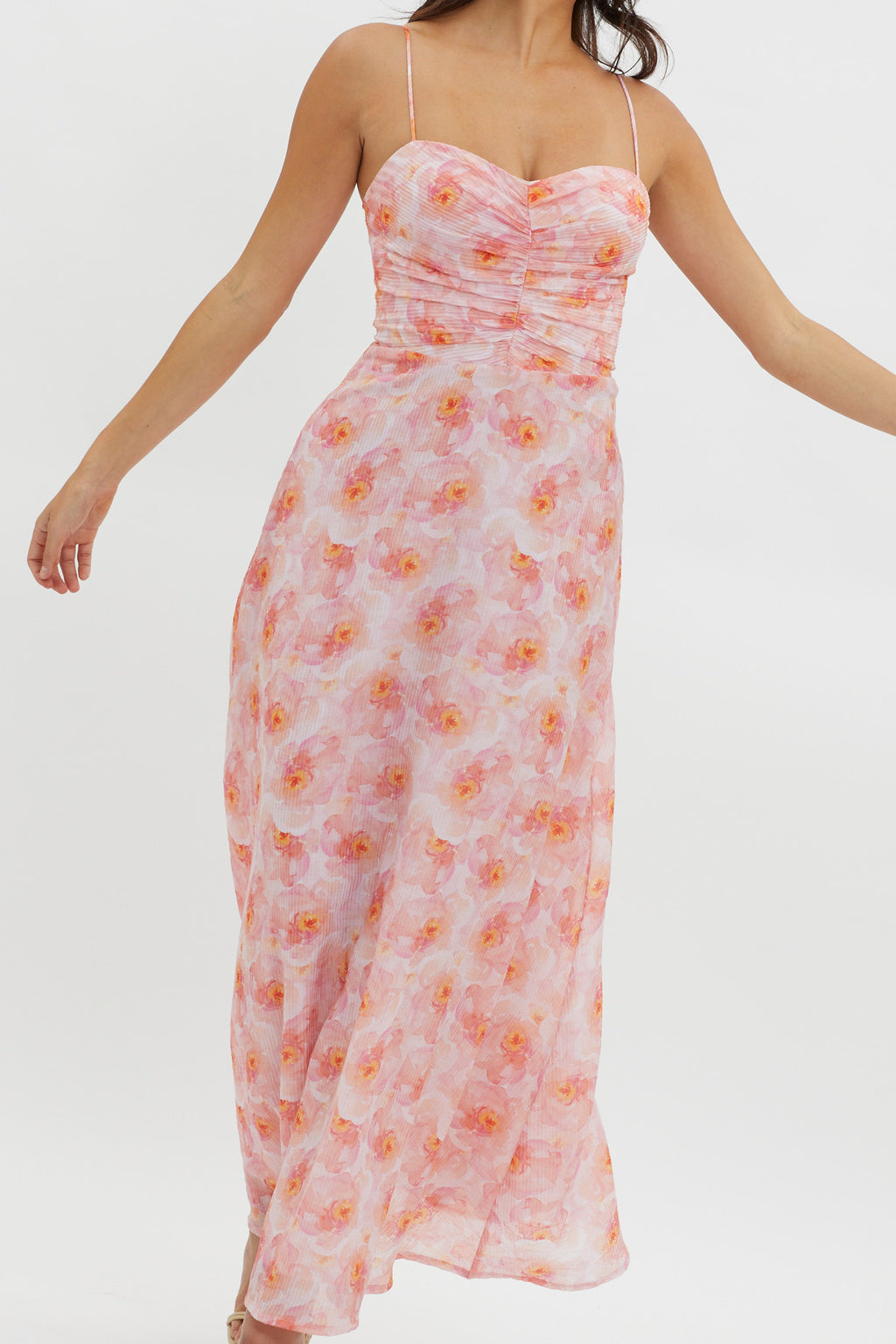 Our Song Ruched Bodice Maxi Dress Orange by Selfie Leslie Australia