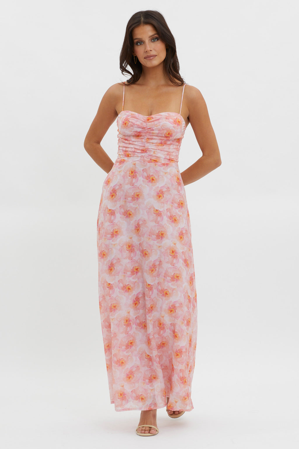 Our Song Ruched Bodice Maxi Dress Orange by Selfie Leslie Australia