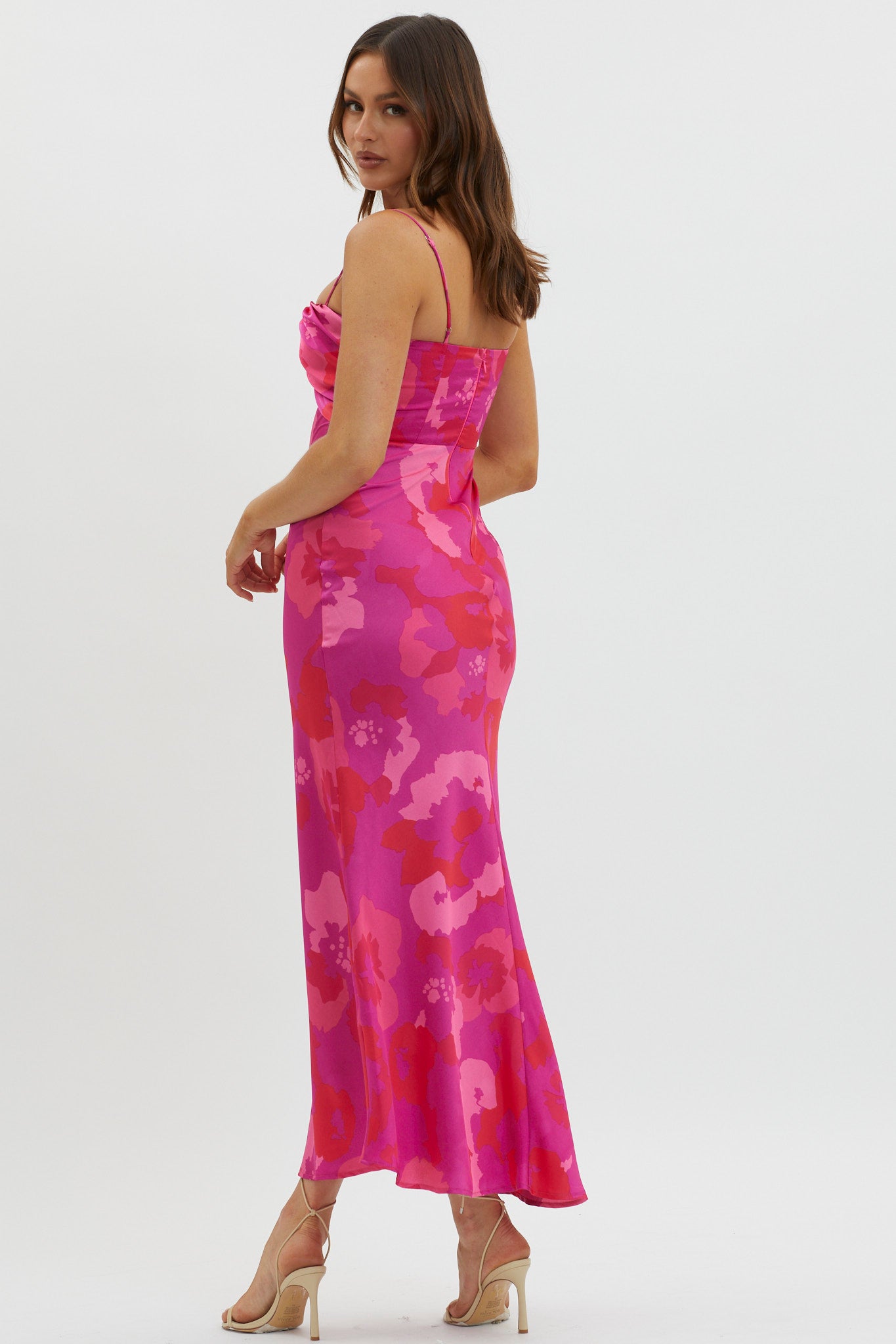 In A Daze Gathered Bust Midi Dress Pink by Selfie Leslie Australia