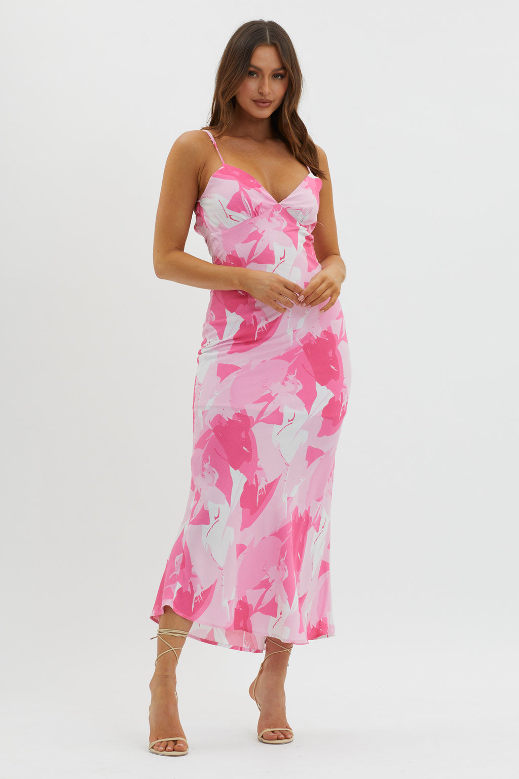 Ciao, Bella Tie Back Print Dress Pink by Selfie Leslie Australia
