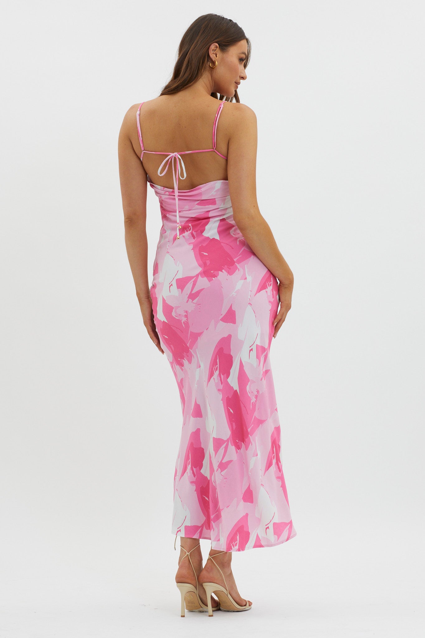 Ciao, Bella Tie Back Print Dress Pink by Selfie Leslie Australia