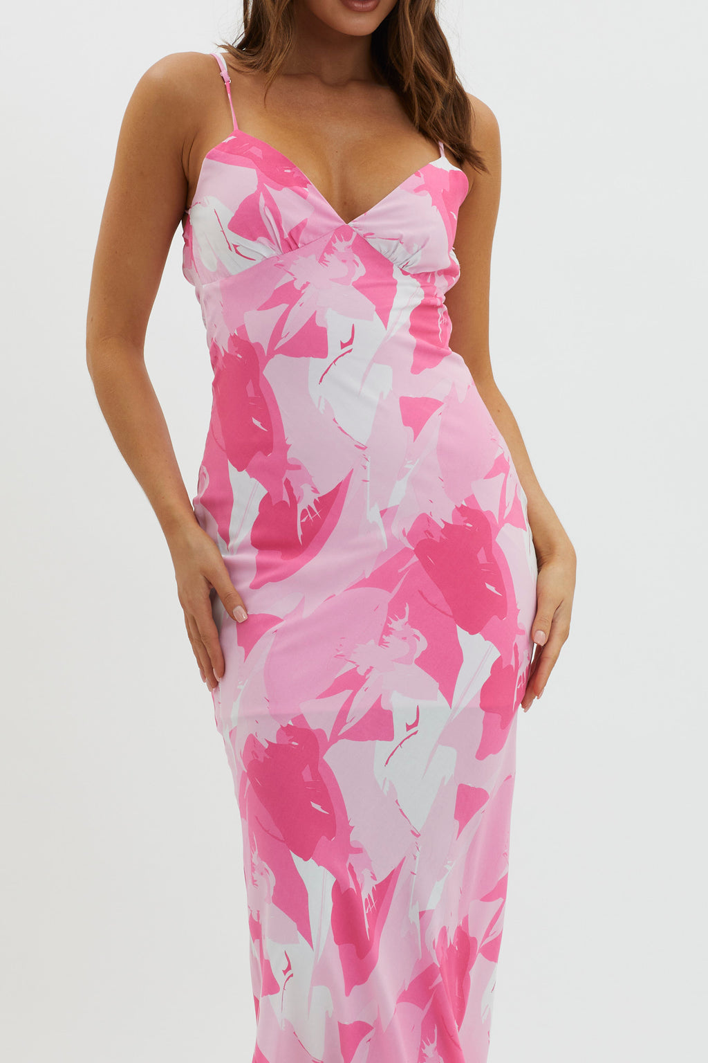 Ciao, Bella Tie Back Print Dress Pink by Selfie Leslie Australia