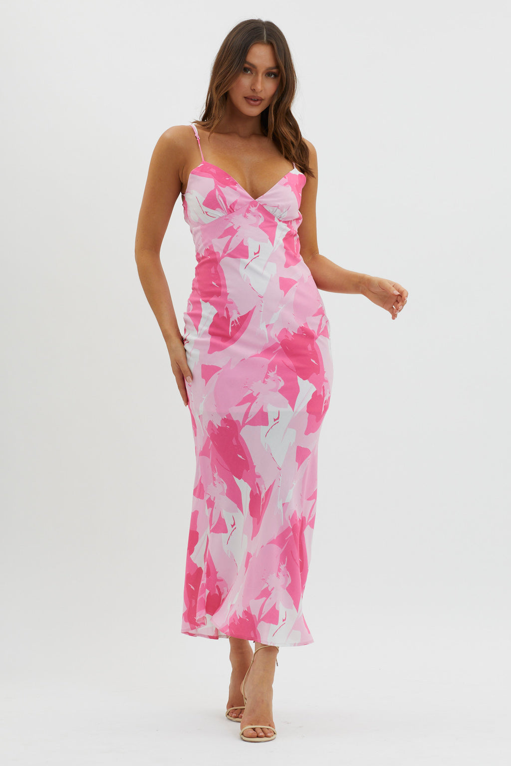 Ciao, Bella Tie Back Print Dress Pink by Selfie Leslie Australia