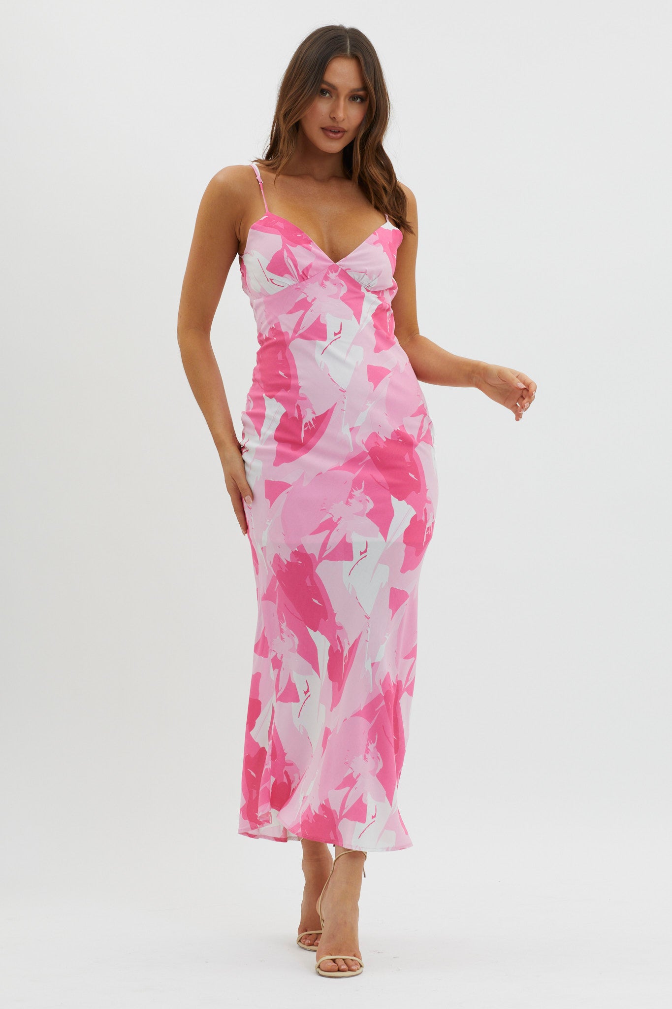 Ciao, Bella Tie Back Print Dress Pink by Selfie Leslie Australia