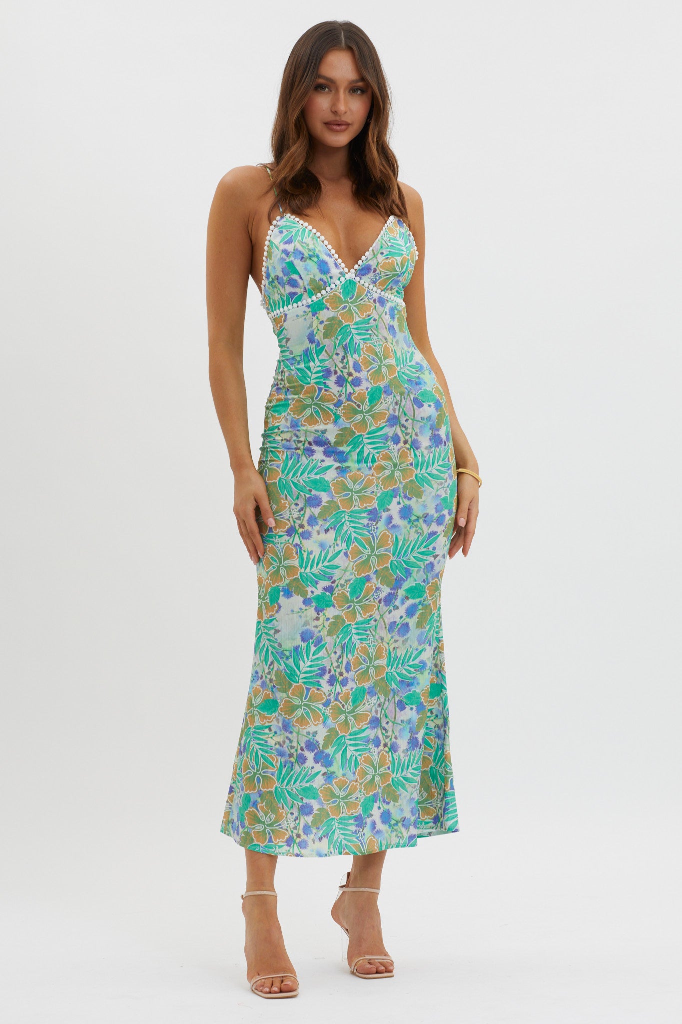 New Acquaintance Low Back Dress Floral Blue by Selfie Leslie Australia