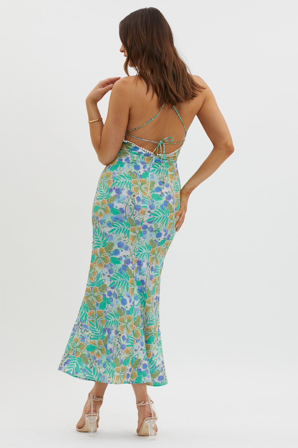 New Acquaintance Low Back Dress Floral Blue by Selfie Leslie Australia