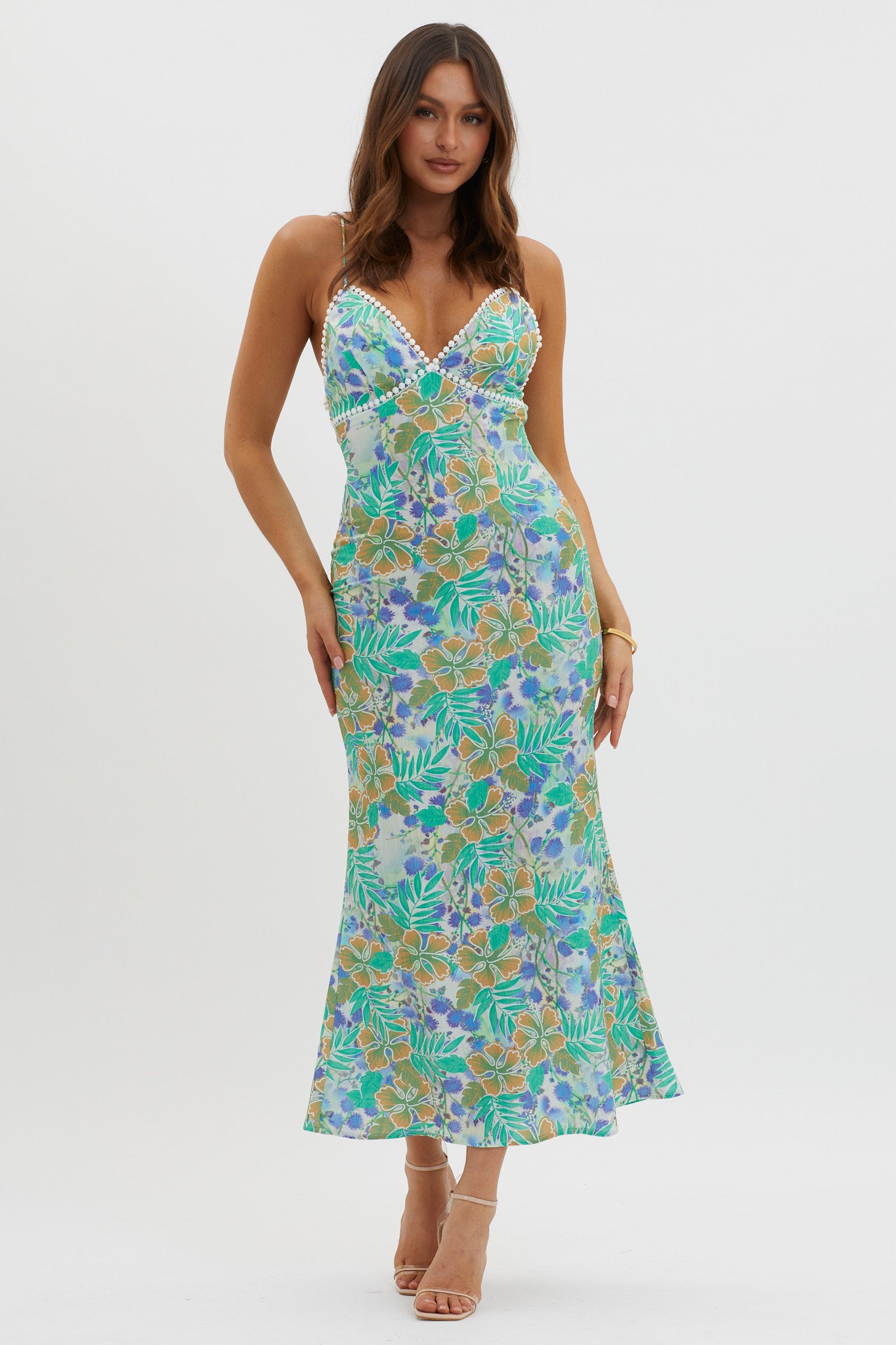 New Acquaintance Low Back Dress Floral Blue by Selfie Leslie Australia