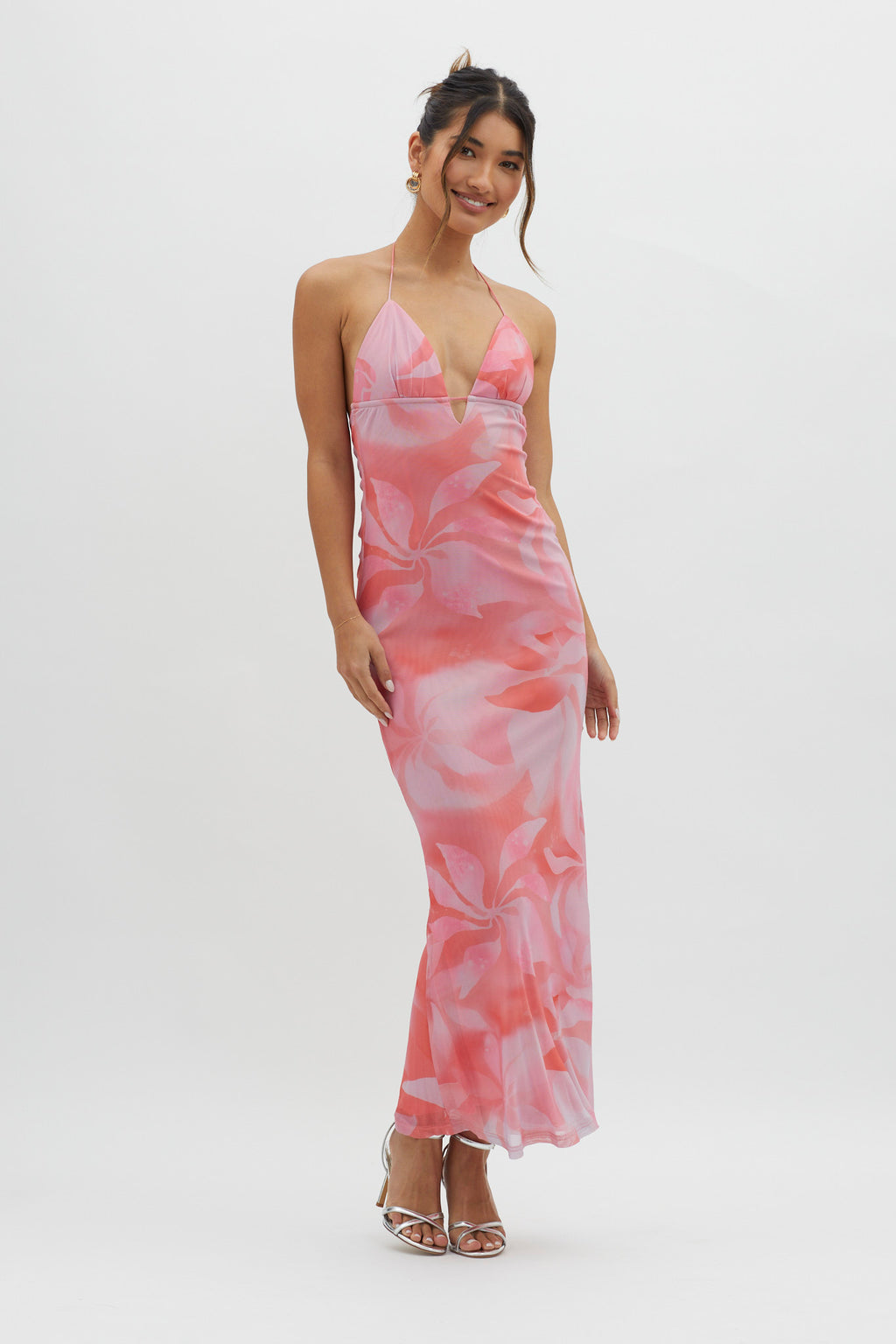 Santa Rosa Ruched Back Maxi Dress Pink by Selfie Leslie Australia