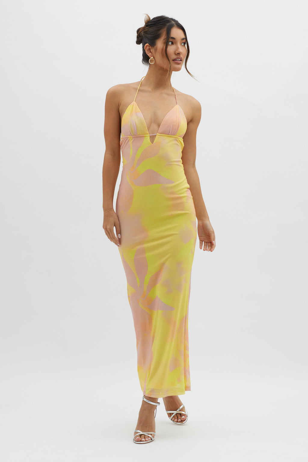 Santa Rosa Ruched Back Maxi Dress Yellow by Selfie Leslie Australia