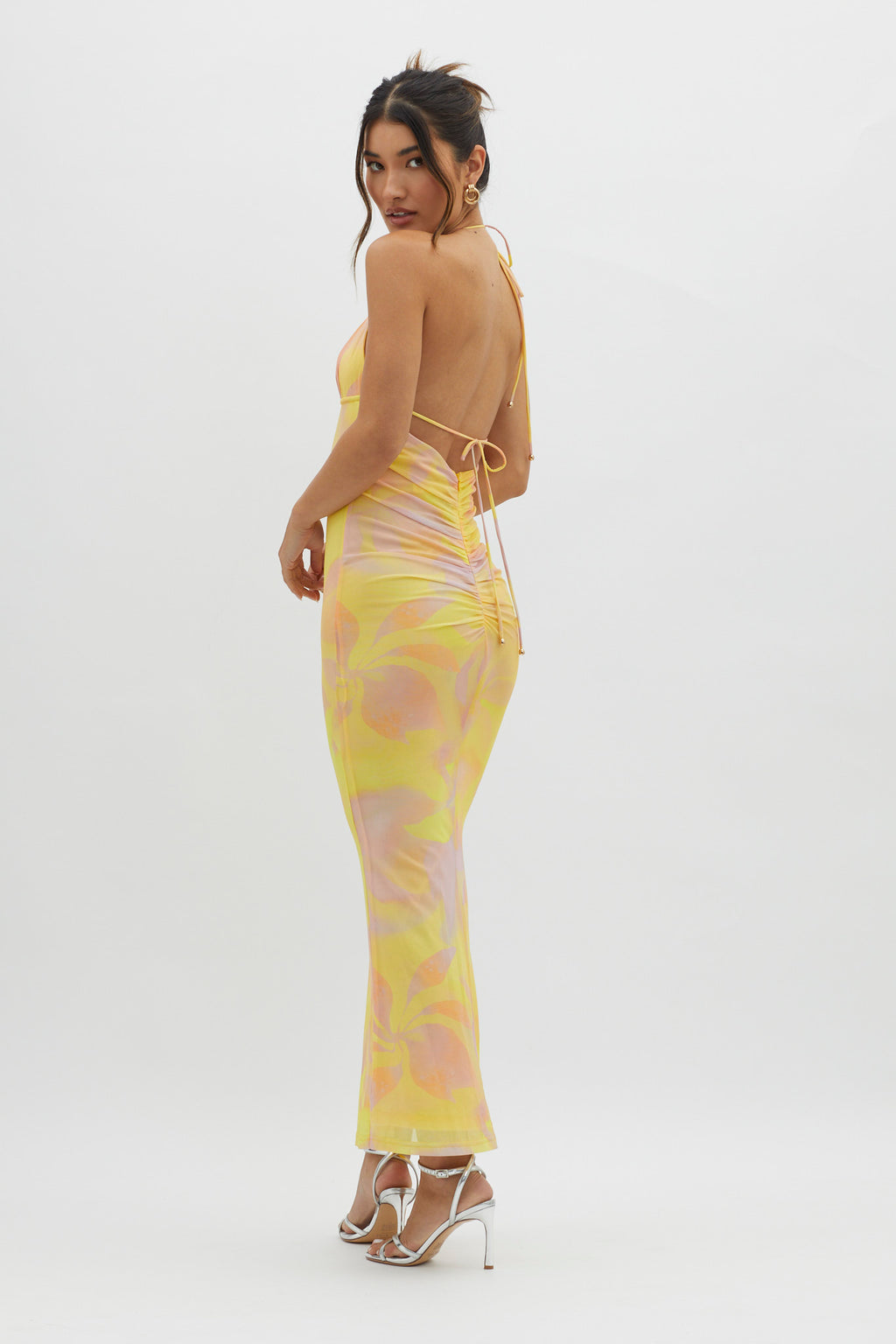 Santa Rosa Ruched Back Maxi Dress Yellow by Selfie Leslie Australia