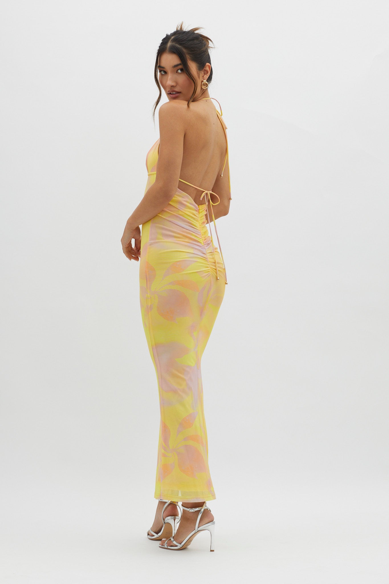 Santa Rosa Ruched Back Maxi Dress Yellow by Selfie Leslie Australia